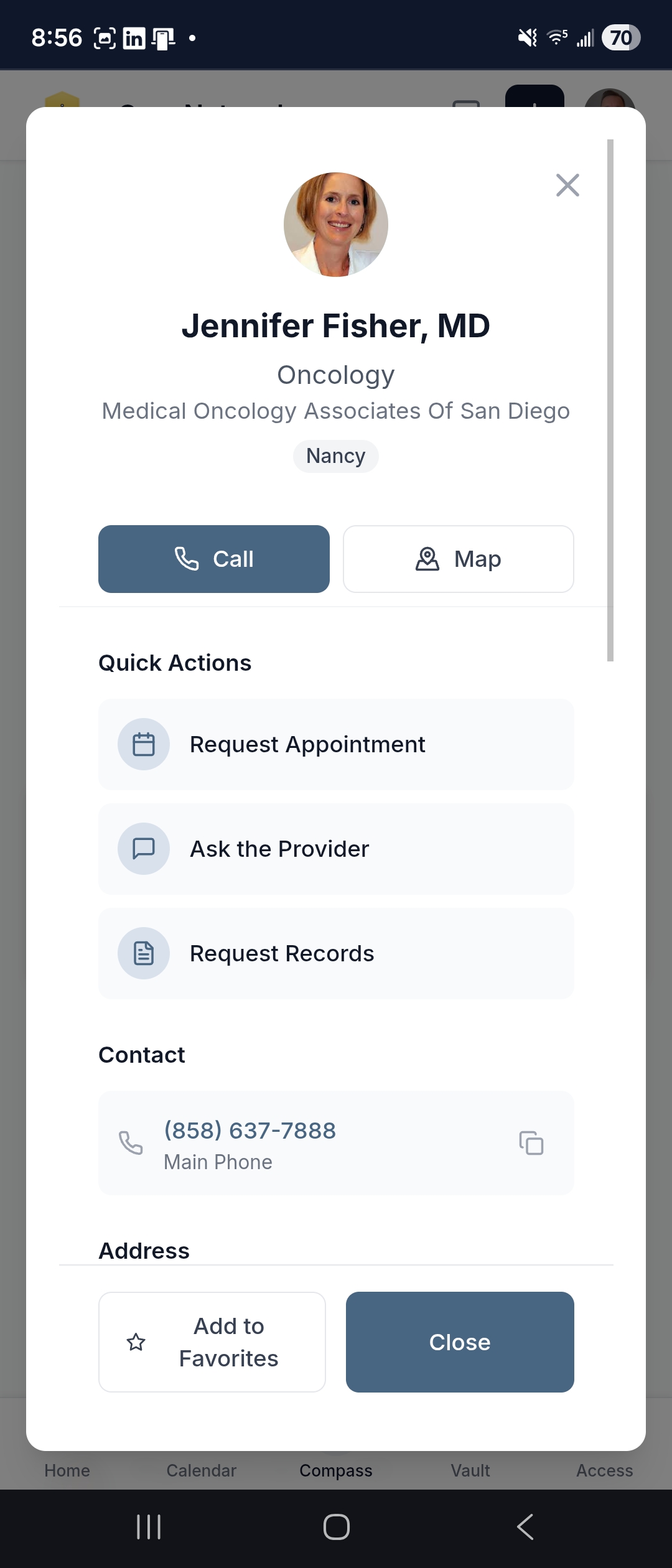 Provider detail — one-tap directions, phone, and scheduling link