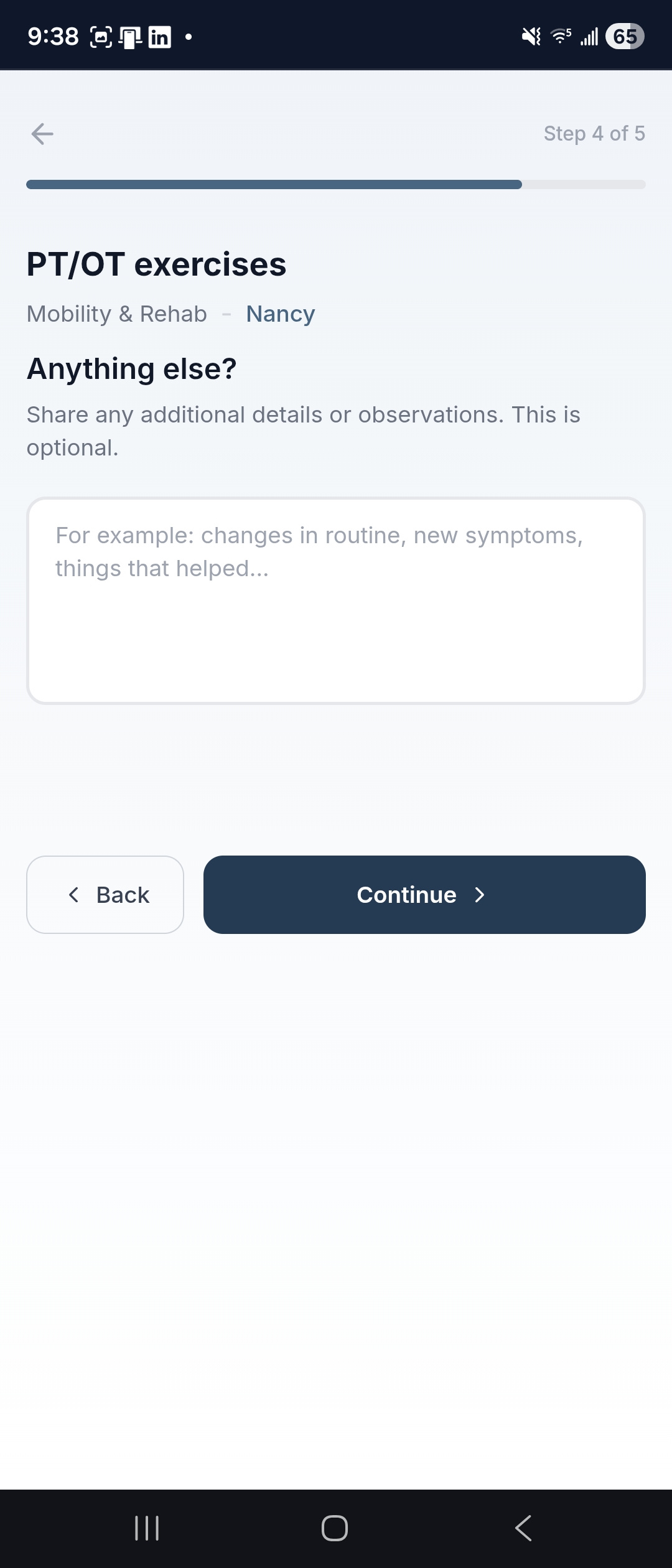 Check-In — submission confirmation