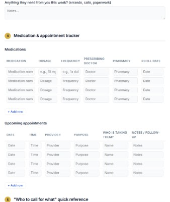 Medication and appointment tracker — medications, dosages, upcoming appointments