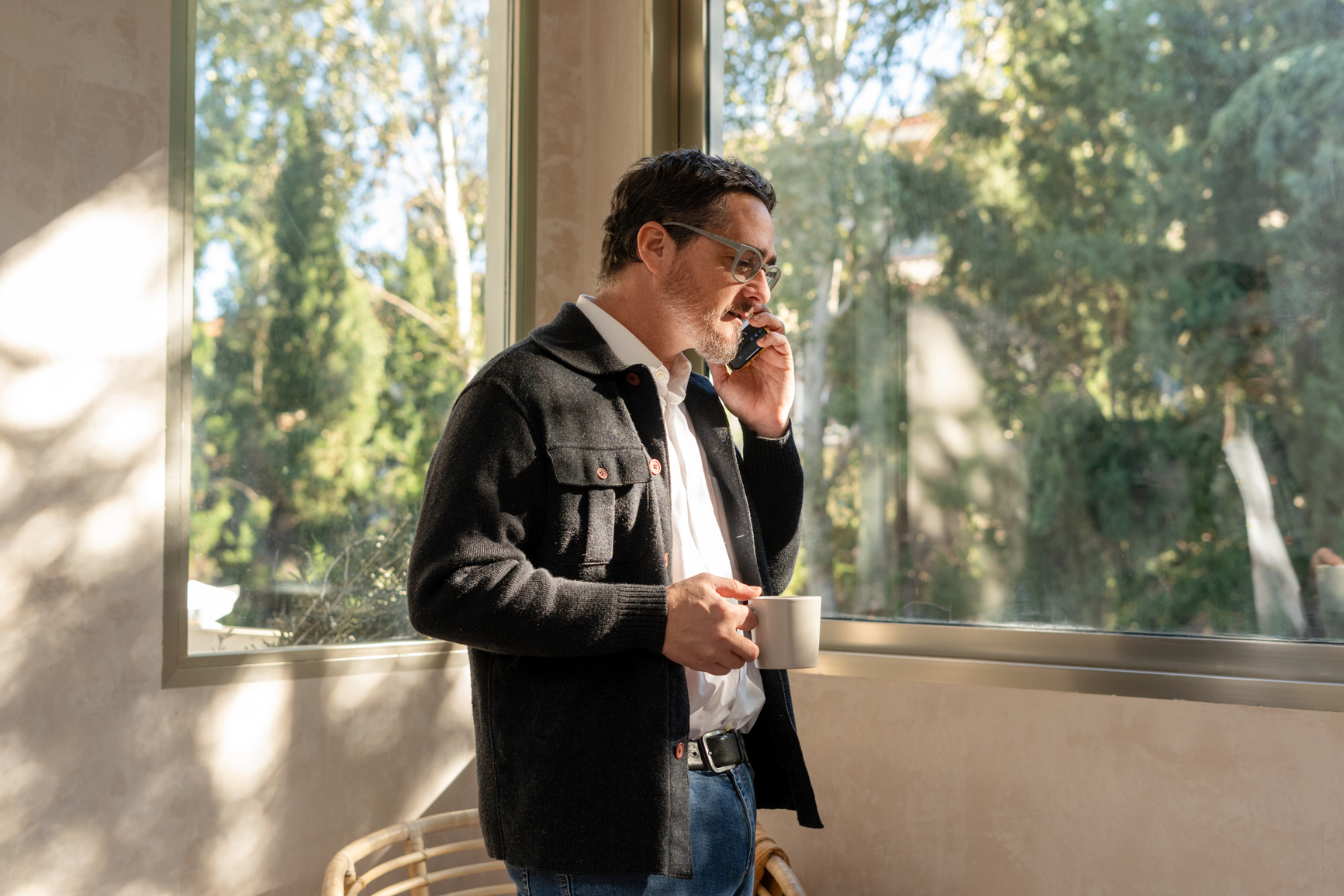 care logistics moment with laptop and phone