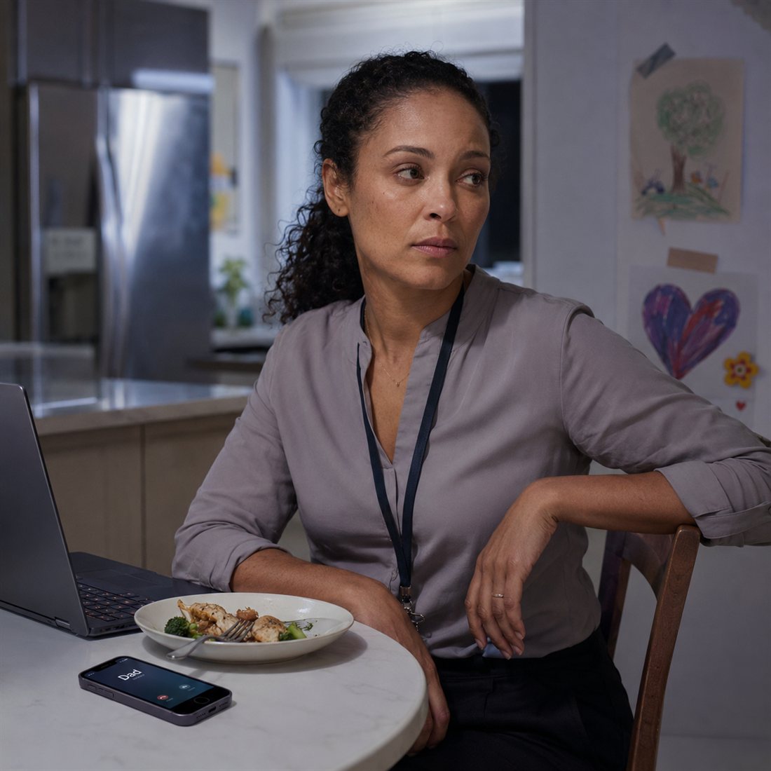 A woman in her late forties at her desk