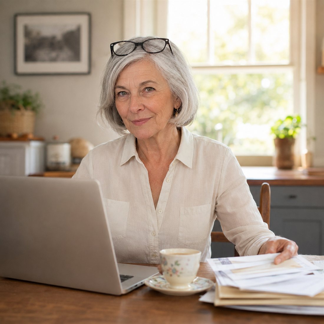 Margaret, a woman in her seventies, at home