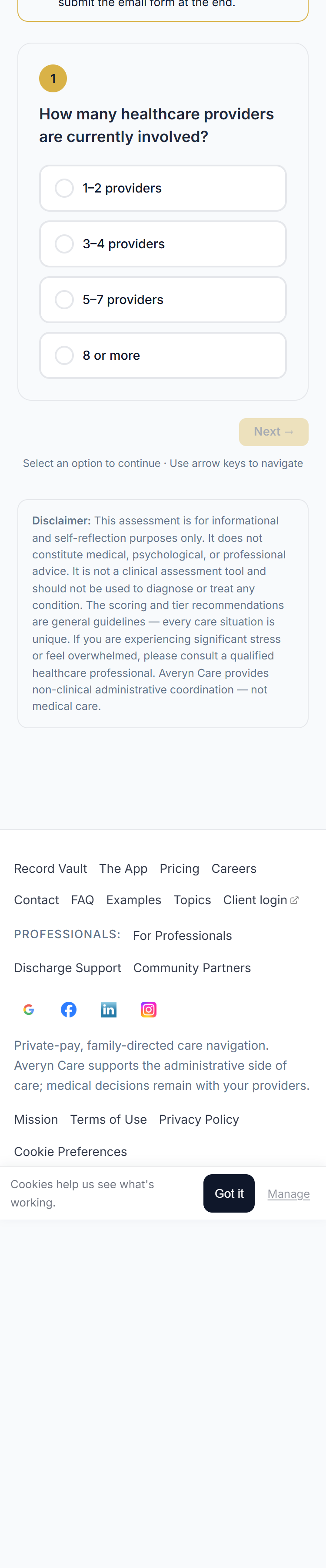 Care Complexity Assessment